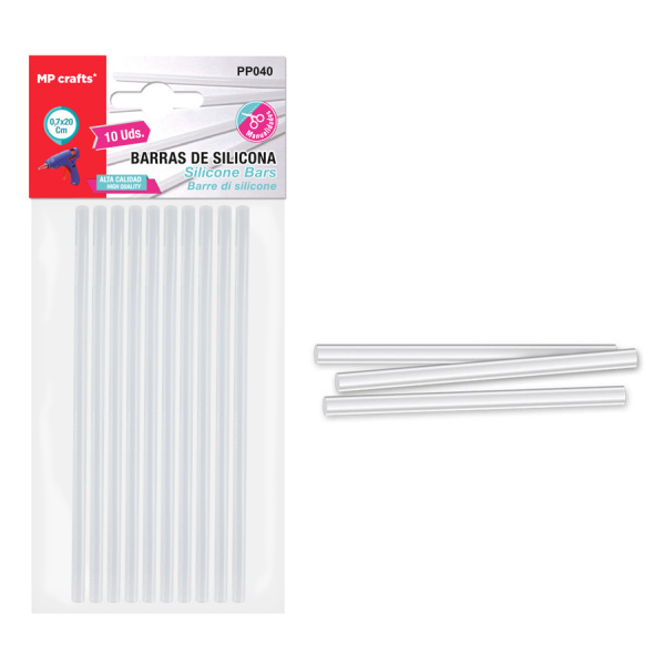 MP ράβδοι σιλικόνης PP040 για θερμοπίστολο, 7.1mm x 20cm, 10τμχ