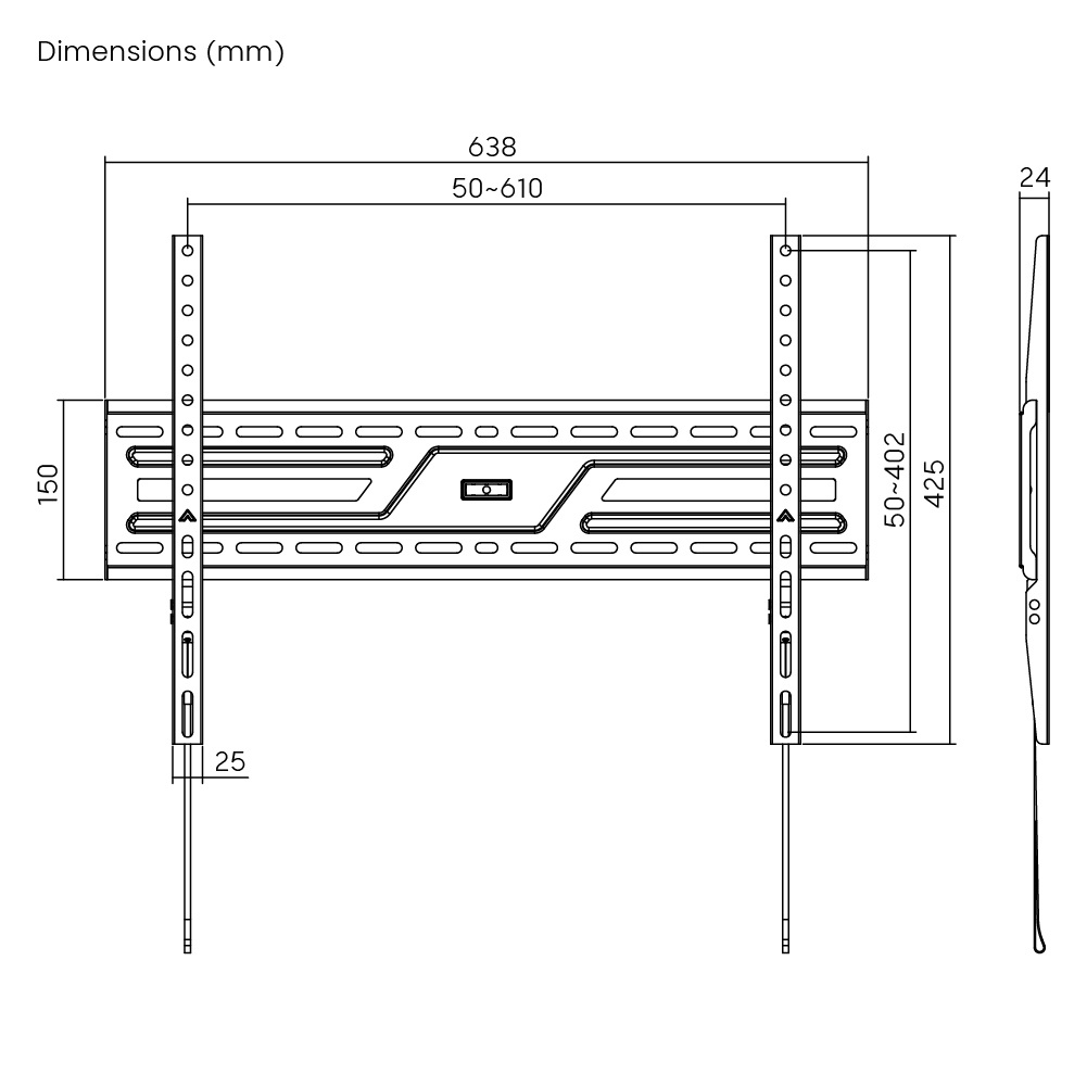 POWERTECH επιτοίχια βάση τηλεόρασης PT-1371, 37-86", έως 75kg, fixed - Image 7