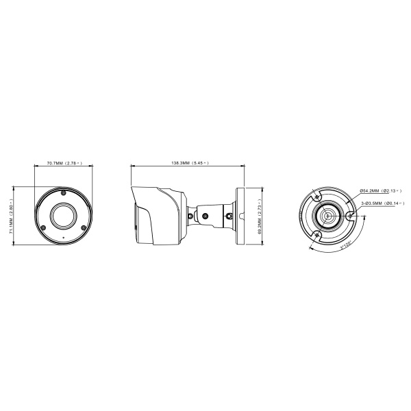 Alternative view of POWERTECH υβριδική κάμερα CCTV PT-1590 με μικρόφωνο & υπέρυθρα, 8MP, 2.8mm, IP66