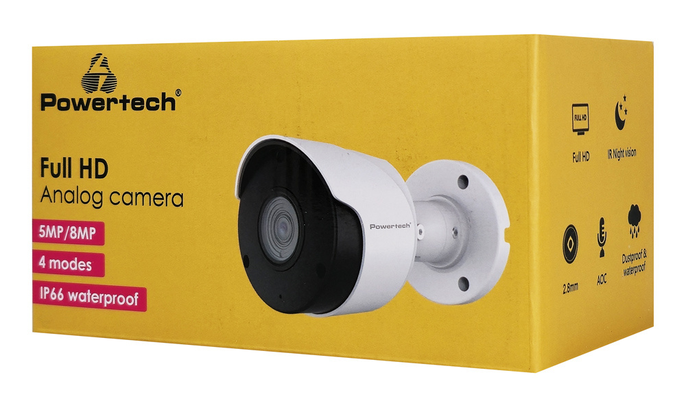 POWERTECH υβριδική κάμερα CCTV PT-1590 με μικρόφωνο & υπέρυθρα, 8MP, 2.8mm, IP66 - Image 3