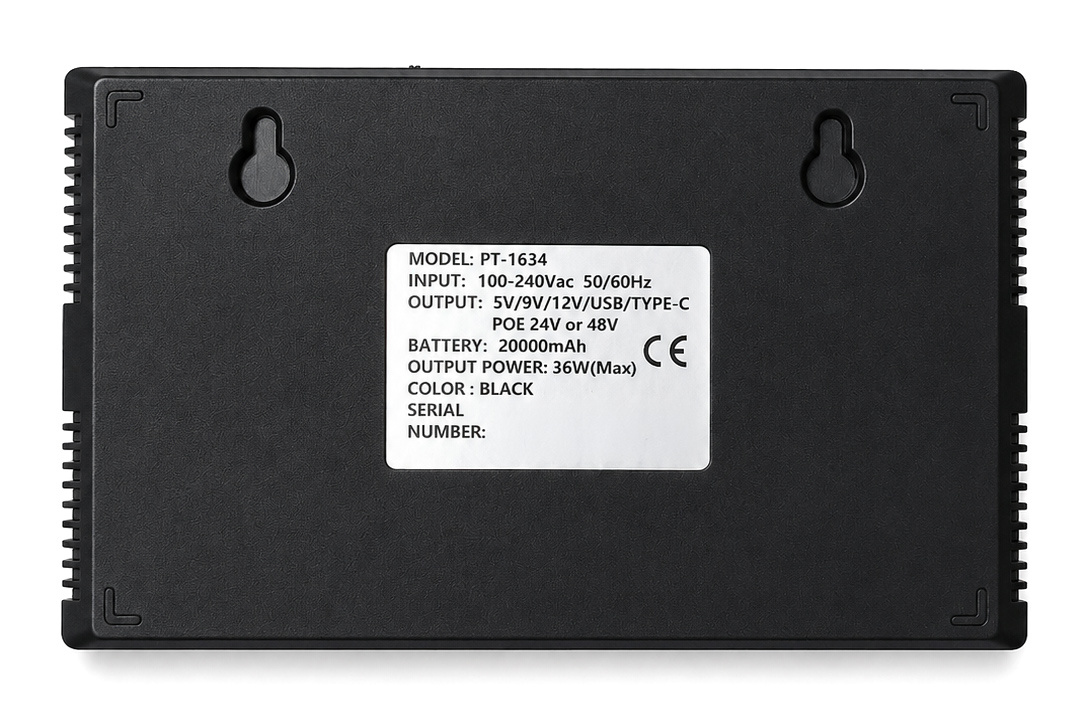 POWERTECH mini DC UPS PT-1634, 36W, 20000mAh, 3x DC, USB/USB-C, PoE/LAN, μαύρο - Image 4