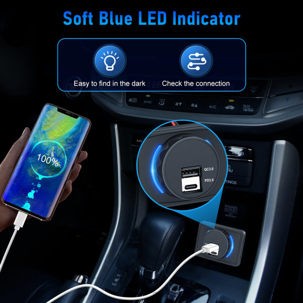 Alternative view of POWERTECH πρίζα USB για σκάφη & οχήματα PTL-027, USB & USB-C