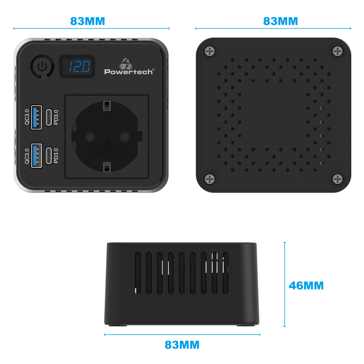 POWERTECH inverter αυτοκινήτου PTL-028, 200W, 12V/24V DC σε 110V/220V AC, με 2x USB-C/2x USB - Image 7