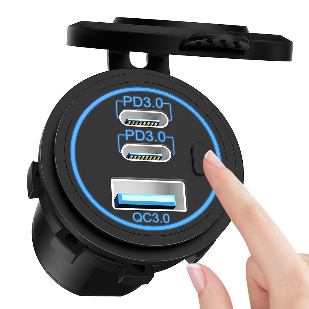 POWERTECH πρίζα USB για σκάφη & οχήματα PTL-030, USB & 2x USB-C, 36W, IP65 - Image 5