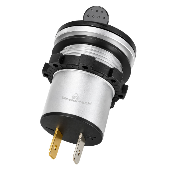 Alternative view of POWERTECH πρίζα USB για σκάφη & οχήματα PTL-031, USB-C & 2x USB, 36W, με οθόνη, IP65