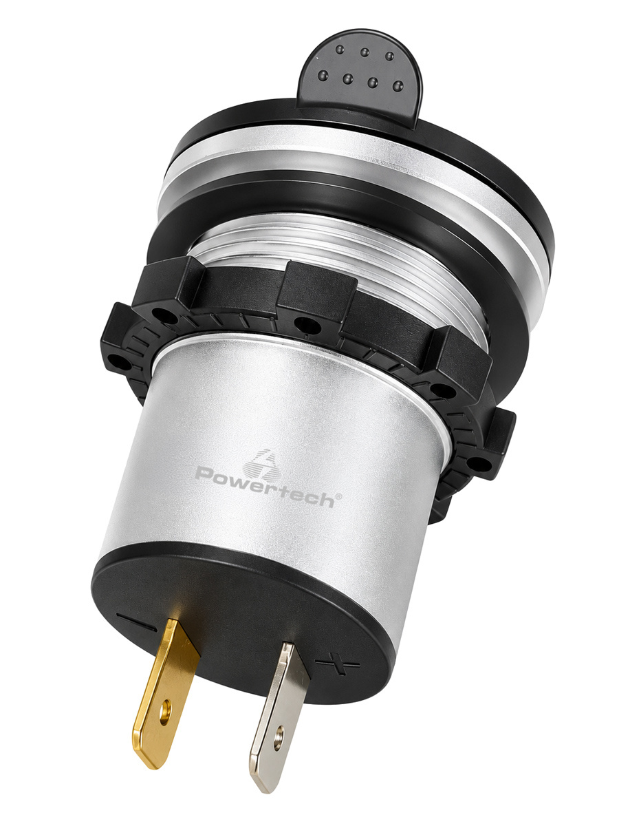 POWERTECH πρίζα USB για σκάφη & οχήματα PTL-031, USB-C & 2x USB, 36W, με οθόνη, IP65 - Image 2