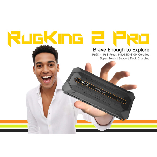 Alternative view of ULEFONE smartphone RugKing 2 Pro, 5.45", 6/128GB, 4550mAh, IP68/IP69K/MIL-STD-810H, μαύρο