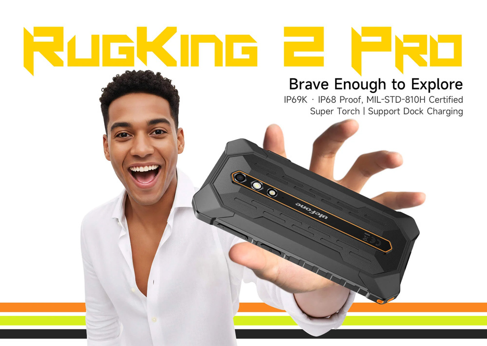 ULEFONE smartphone RugKing 2 Pro, 5.45", 6/128GB, 4550mAh, IP68/IP69K/MIL-STD-810H, μαύρο - Image 2
