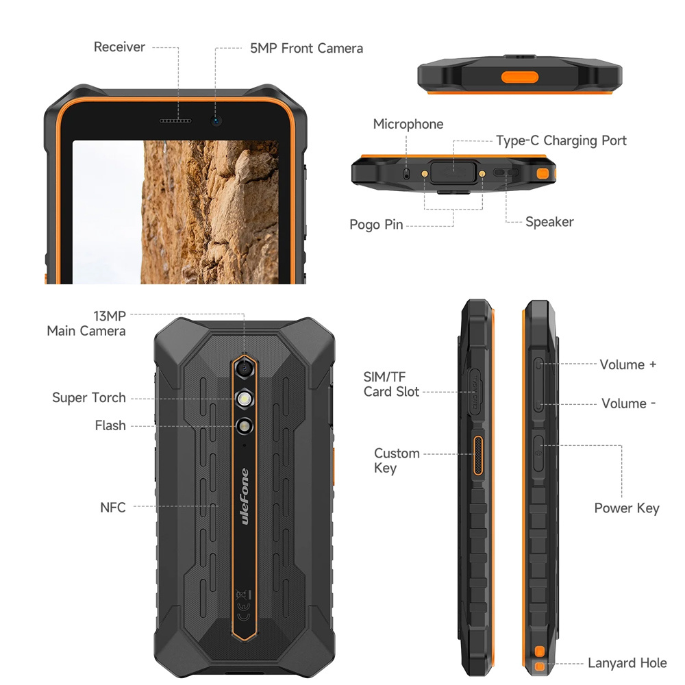 ULEFONE smartphone RugKing 2 Pro, 5.45", 6/128GB, 4550mAh, IP68/IP69K/MIL-STD-810H, μαύρο - Image 4