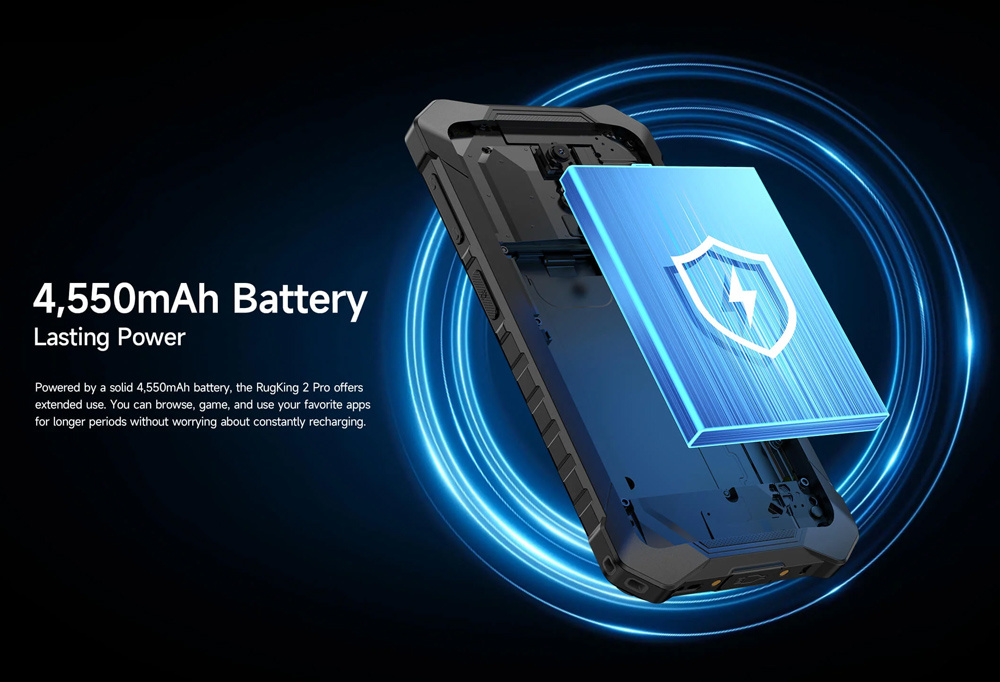 ULEFONE smartphone RugKing 2 Pro, 5.45", 6/128GB, 4550mAh, IP68/IP69K/MIL-STD-810H, μαύρο - Image 6