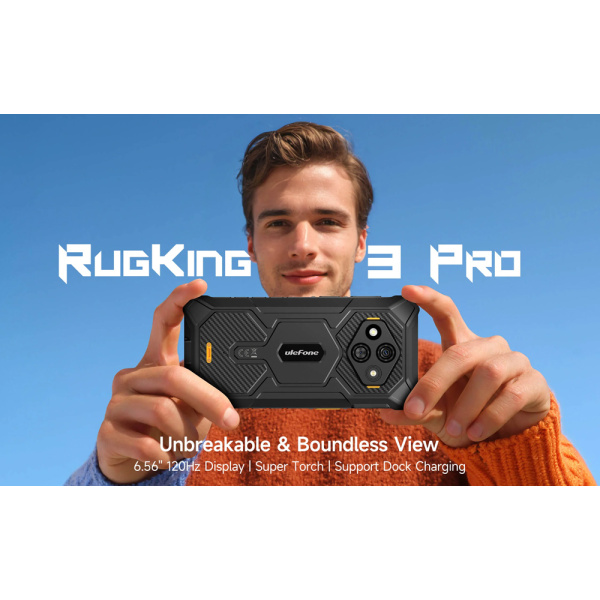 Alternative view of ULEFONE smartphone RugKing 3 Pro, 6.56", 8/128GB, 5700mAh, IP68/IP69K, μαύρο