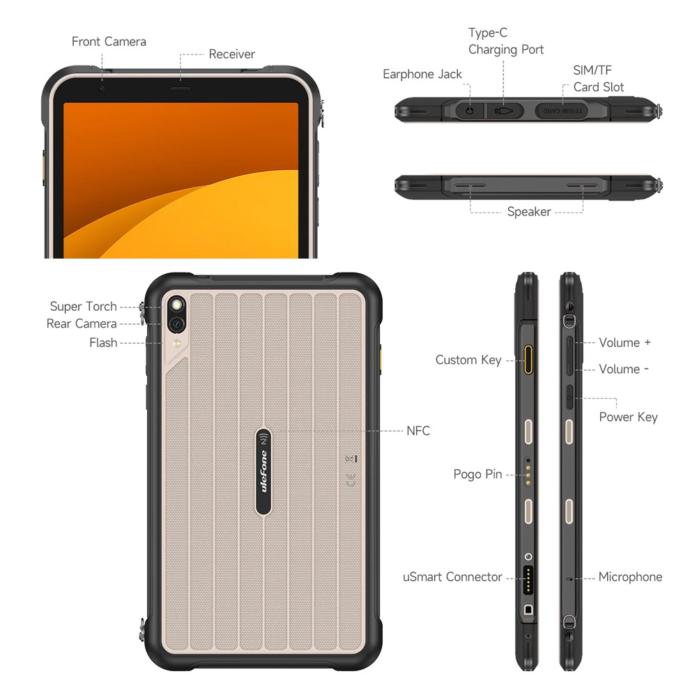 ULEFONE tablet RugKing Pad Pro, 8.68", 8/128GB, 7100mAh, IP68/IP69K/MIL-STD-810H, 4G, μαύρο - Image 8