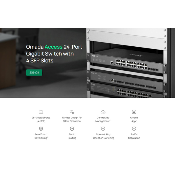Alternative view of TP-LINK Omada access switch TL-SG3428, 24-Port Gigabit, 4x SFP, V2.40
