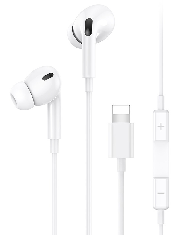 USAMS earphones με μικρόφωνο EP-41, Lightning, Φ10mm, 1.2m, λευκά