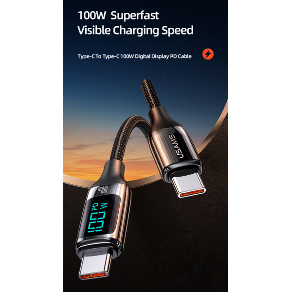 Alternative view of USAMS καλώδιο USB Type-C US-SJ546, 100W/5A, 1.2m, μαύρο