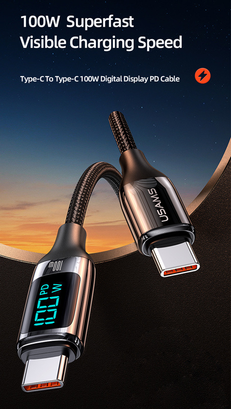 USAMS καλώδιο USB Type-C US-SJ546, 100W/5A, 1.2m, μαύρο - Image 2