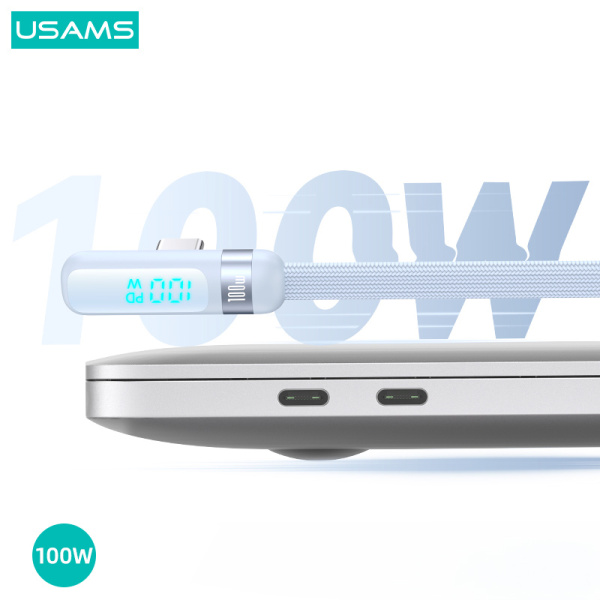 Alternative view of USAMS καλώδιο USB-C US-SJ653, 100W, 480Mbps, flat, 1.2m, μωβ