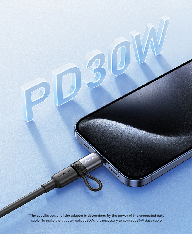 USAMS αντάπτορας USB-C σε Lightning US-SJ677, 30W, 480Mbps, γκρι - Image 2