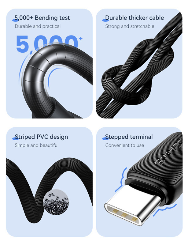 USAMS καλώδιο USB-C σε USB-C US-SJ691, 60W, 480Mbps, 1m, λευκό - Image 3