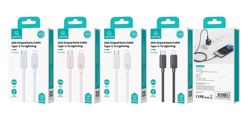 USAMS καλώδιο Lightning σε USB-C US-SJ692, 30W, 480Mbps, 1m, λευκό - Image 6