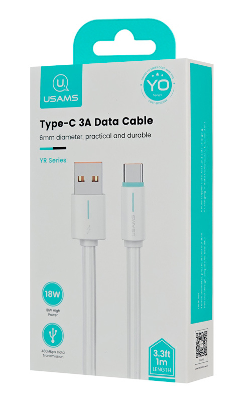 USAMS καλώδιο USB-C σε USB US-SJ732, 3A, 480Mbps, 1m, λευκό - Image 4