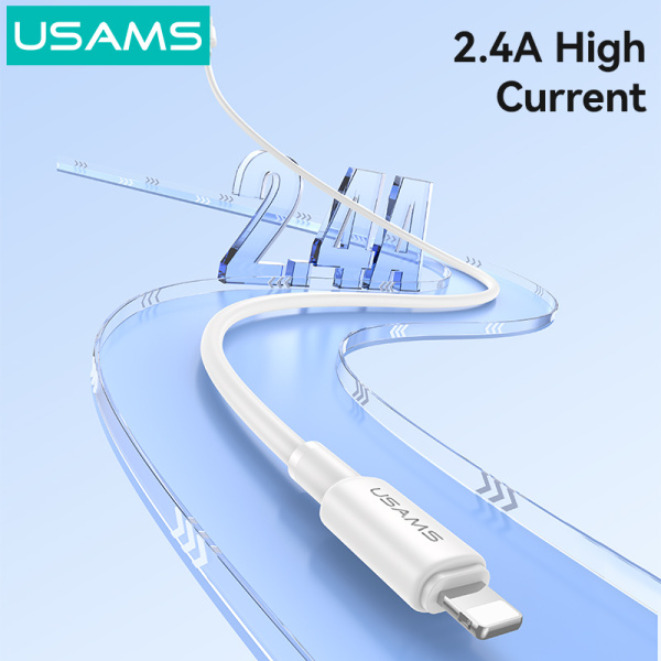 Alternative view of USAMS καλώδιο Lightning σε USB SJ762, 2.4A 12W, 480Mbps, 1m, λευκό