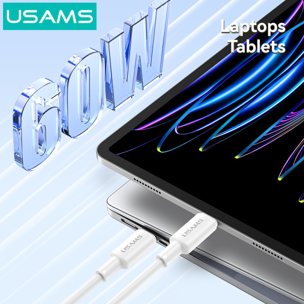 Alternative view of USAMS καλώδιο USB-C SJ763, 60W, 480Mbps, 1m, λευκό