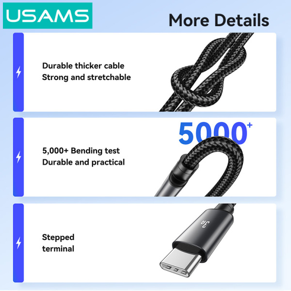 Alternative view of USAMS καλώδιο USB-C σε USB SJ767, 3A, 480Mbps, 1m, μαύρο