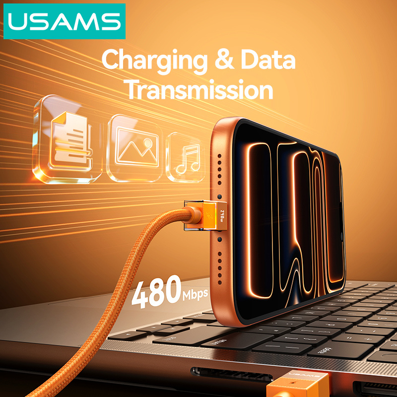 USAMS καλώδιο USB-C SJ775, 240W, 480Mbps, 1.2m, μαύρο - Image 4