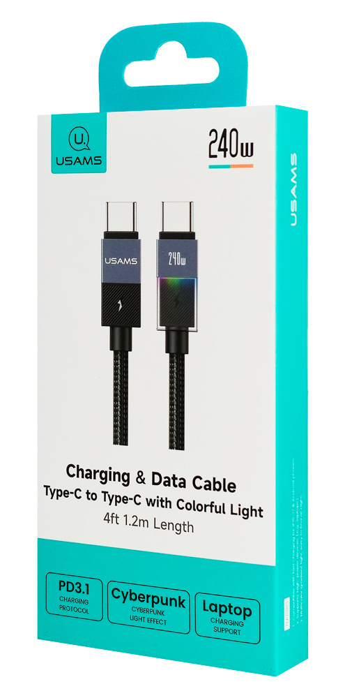 USAMS καλώδιο USB-C SJ775, 240W, 480Mbps, 1.2m, μαύρο - Image 7