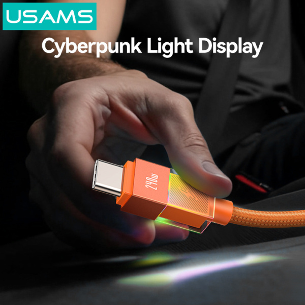 Alternative view of USAMS καλώδιο USB-C SJ775, 240W, 480Mbps, 1.2m, πορτοκαλί