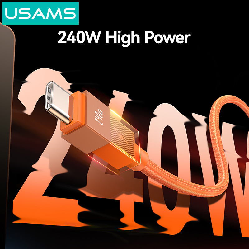 USAMS καλώδιο USB-C SJ775, 240W, 480Mbps, 1.2m, πορτοκαλί - Image 3