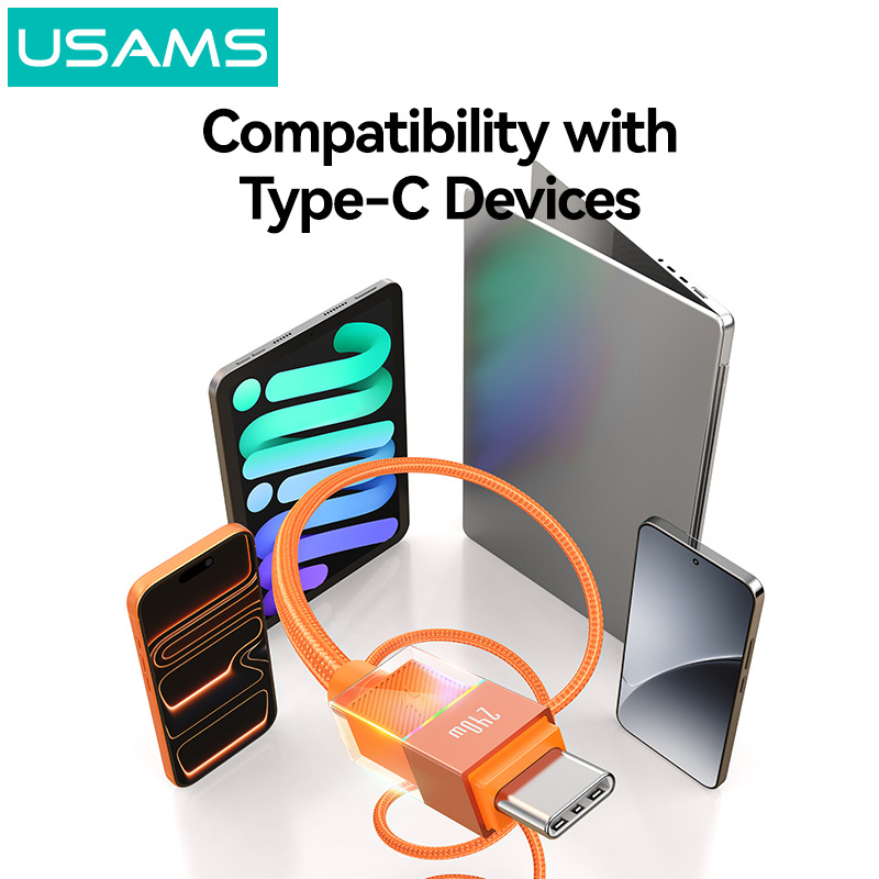 USAMS καλώδιο USB-C SJ775, 240W, 480Mbps, 1.2m, πορτοκαλί - Image 6
