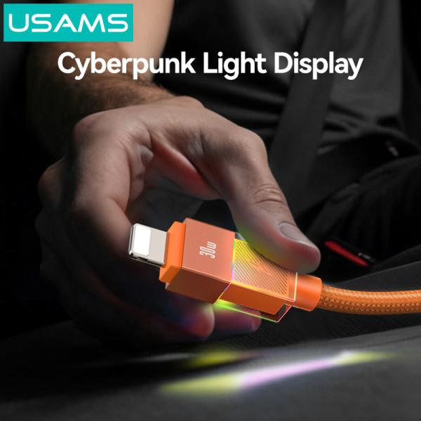 Alternative view of USAMS καλώδιο Lightning σε USB-C SJ776, 30W, 480Mbps, 1.2m, μαύρο