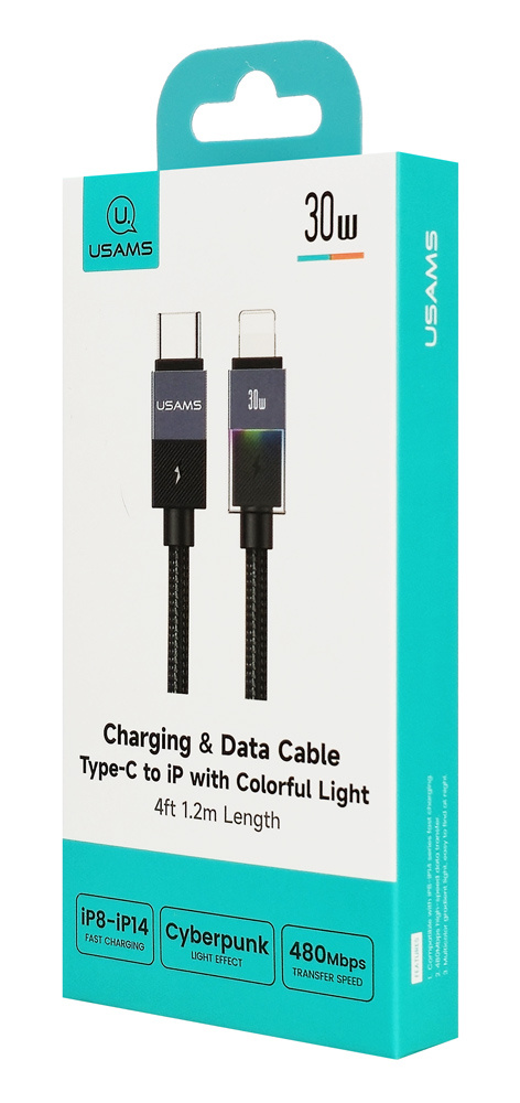 USAMS καλώδιο Lightning σε USB-C SJ776, 30W, 480Mbps, 1.2m, μαύρο - Image 7