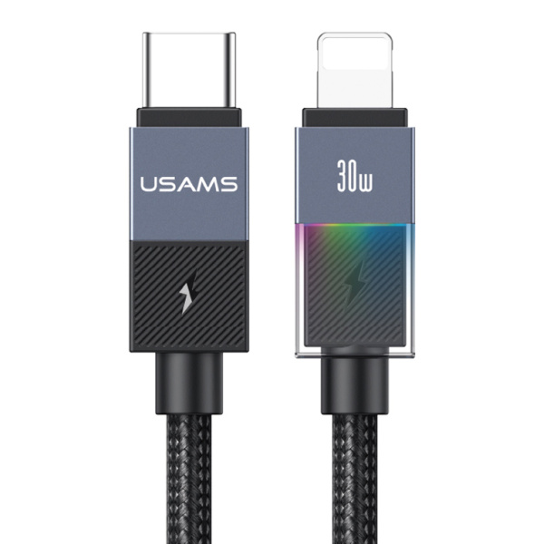 USAMS καλώδιο Lightning σε USB-C SJ776, 30W, 480Mbps, 1.2m, μαύρο