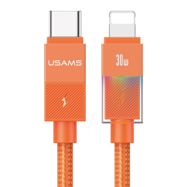 USAMS καλώδιο Lightning σε USB-C SJ776, 30W, 480Mbps, 1.2m, πορτοκαλί
