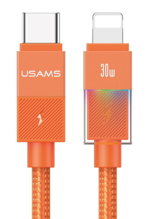 USAMS καλώδιο Lightning σε USB-C SJ776, 30W, 480Mbps, 1.2m, πορτοκαλί