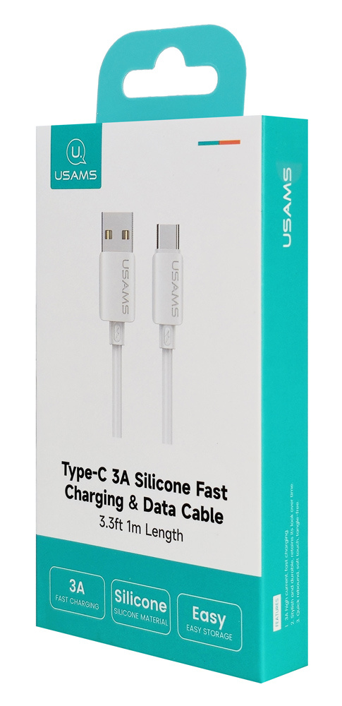 USAMS καλώδιο USB-C σε USB SJ786, σιλικόνης, 3A, 480Mbps, 1m, λευκό - Image 7