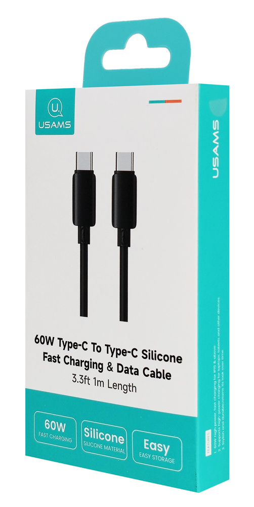 USAMS καλώδιο USB-C SJ787, σιλικόνης, 60W, 480Mbps, 1m, μαύρο - Image 7