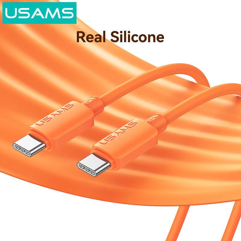USAMS καλώδιο USB-C SJ787, σιλικόνης, 60W, 480Mbps, 1m, λευκό - Image 6