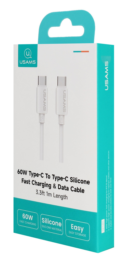USAMS καλώδιο USB-C SJ787, σιλικόνης, 60W, 480Mbps, 1m, λευκό - Image 7
