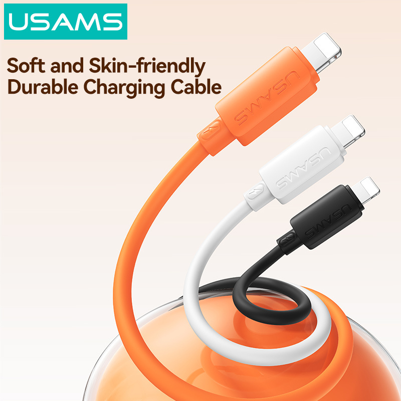 USAMS καλώδιο Lightning σε USB-C SJ788, σιλικόνης, 30W, 480Mbps, 1m, μαύρο - Image 2