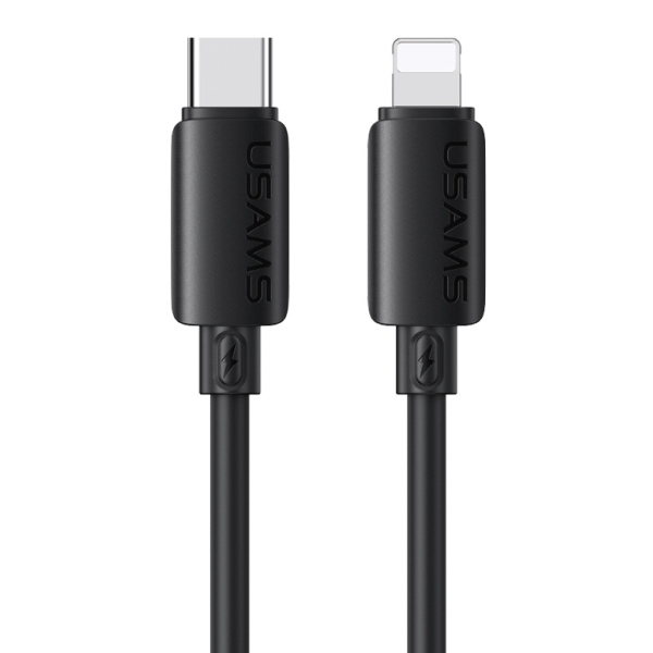 USAMS καλώδιο Lightning σε USB-C SJ788, σιλικόνης, 30W, 480Mbps, 1m, μαύρο