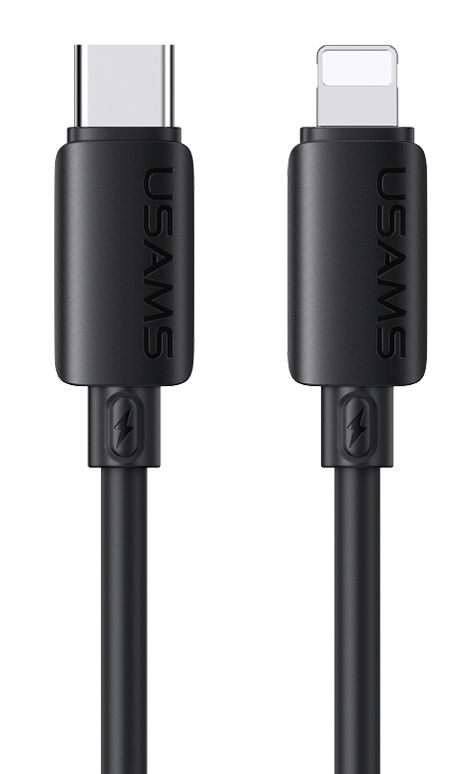 USAMS καλώδιο Lightning σε USB-C SJ788, σιλικόνης, 30W, 480Mbps, 1m, μαύρο