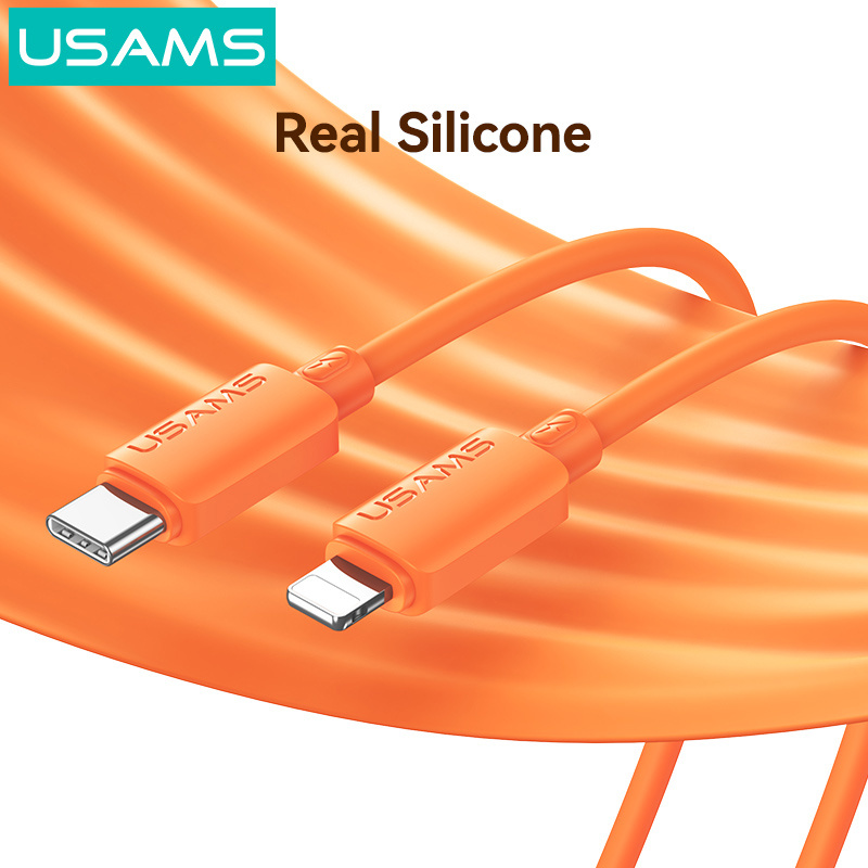 USAMS καλώδιο Lightning σε USB-C SJ788, σιλικόνης, 30W, 480Mbps, 1m, λευκό - Image 6