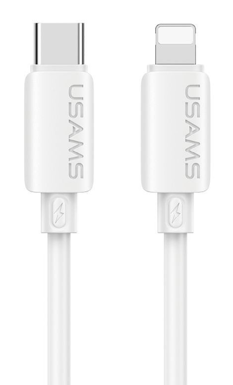 USAMS καλώδιο Lightning σε USB-C SJ788, σιλικόνης, 30W, 480Mbps, 1m, λευκό