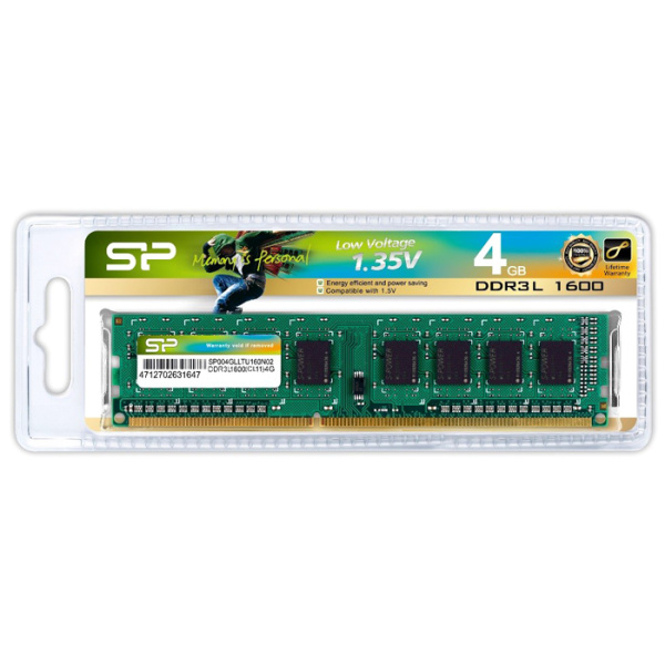 Alternative view of SILICON POWER μνήμη DDR3L UDIMM SP004GLLTU160N02, 4GB, 1600MHz, CL11