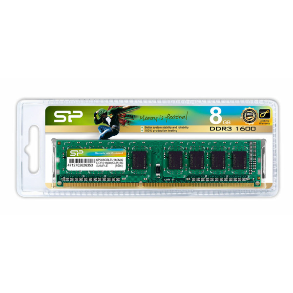 Alternative view of SILICON POWER μνήμη RAM 8GB DDR3, 1600MHz PC3-12800, 1.5V