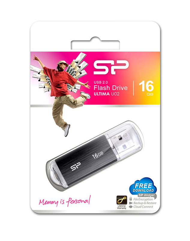 SILICON POWER USB Flash Drive Ultima U02, 16GB, USB 2.0, μαύρο - Image 3